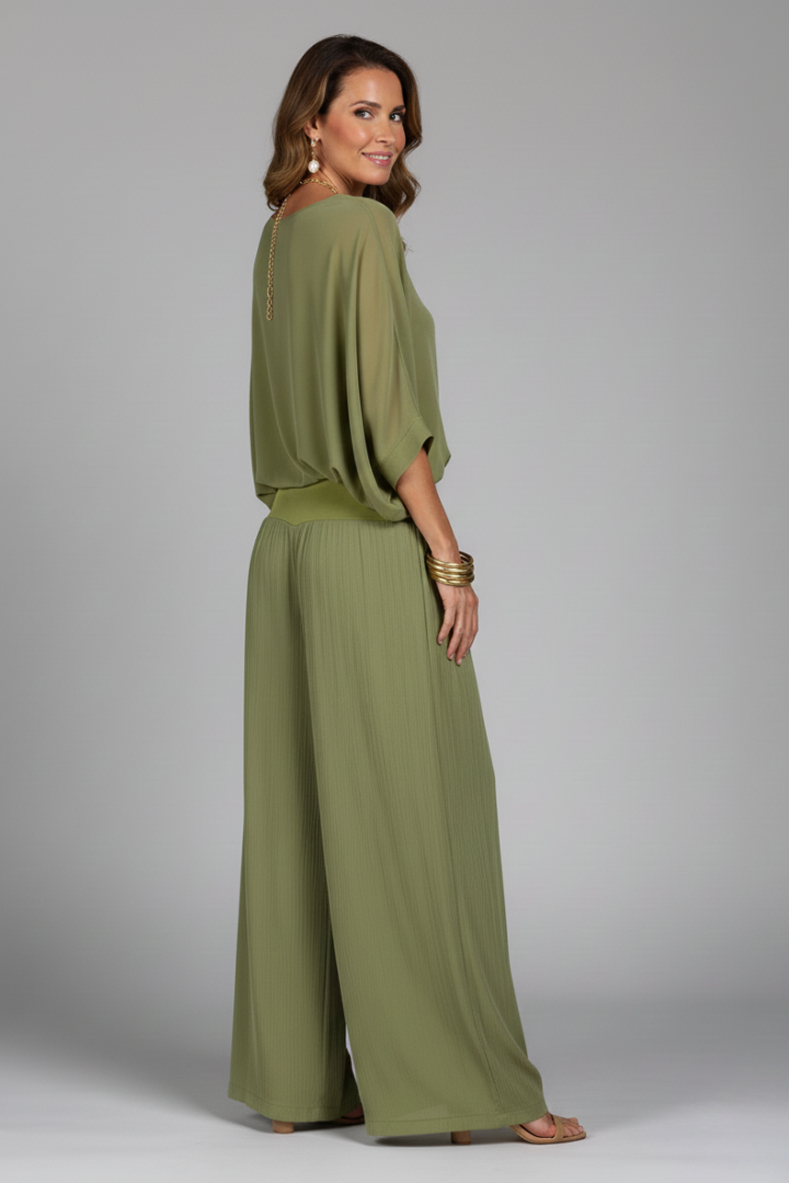 Ensemble à Deux Pièces en Chiffon à Décolleté en V pour Femmes