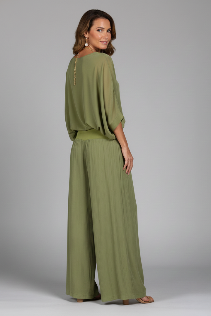 Ensemble à Deux Pièces en Chiffon à Décolleté en V pour Femmes