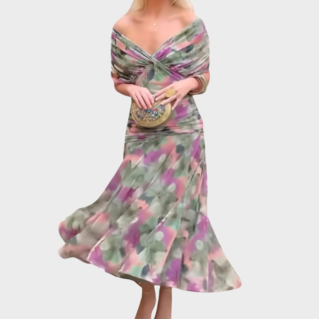 Robe Maxi Élégancte Femme à Épaules Dénudées