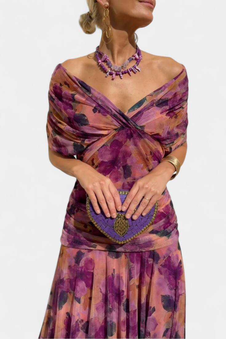 Robe Maxi Élégancte Femme à Épaules Dénudées