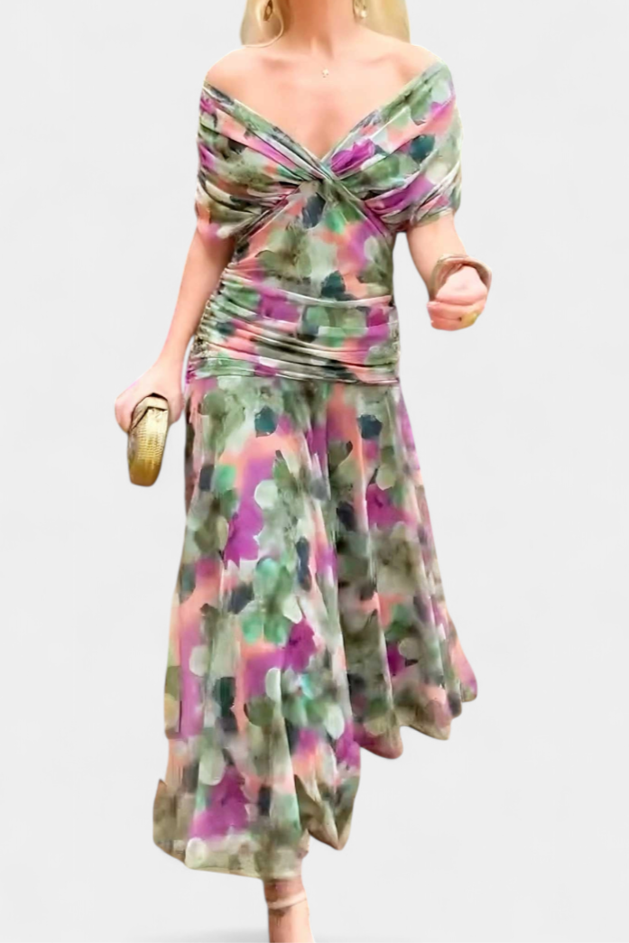 Robe Maxi Élégancte Femme à Épaules Dénudées
