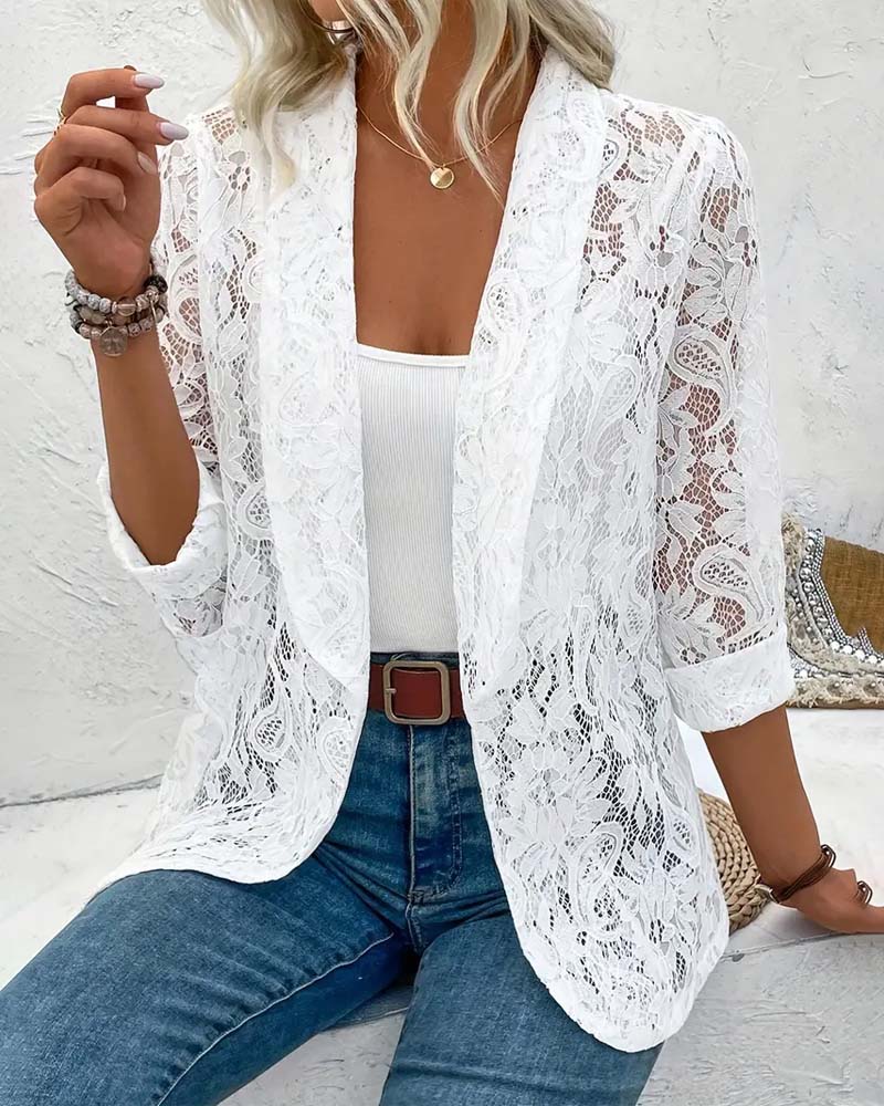 Veste Blazer Chic en Dentelle pour Femme