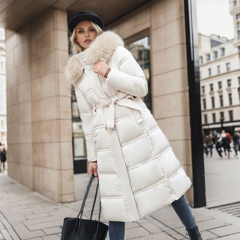 Manteau d'hiver élégant pour femmes avec capuche amovible