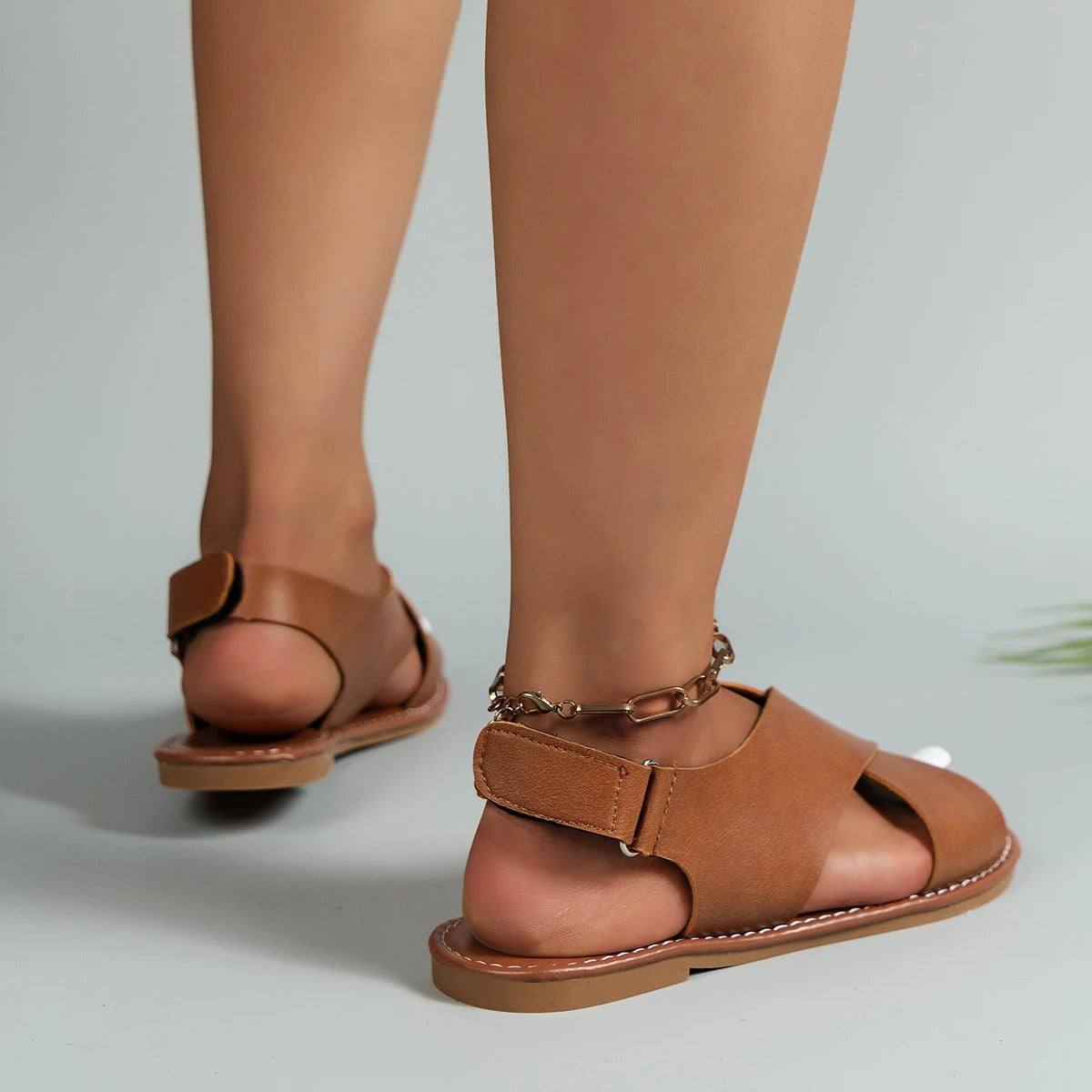 Sandales à Boucle pour Femmes avec Semelle Plate