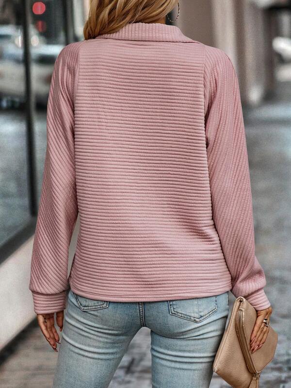 Pull Femme à Col V avec Demi-Fermeture Éclair