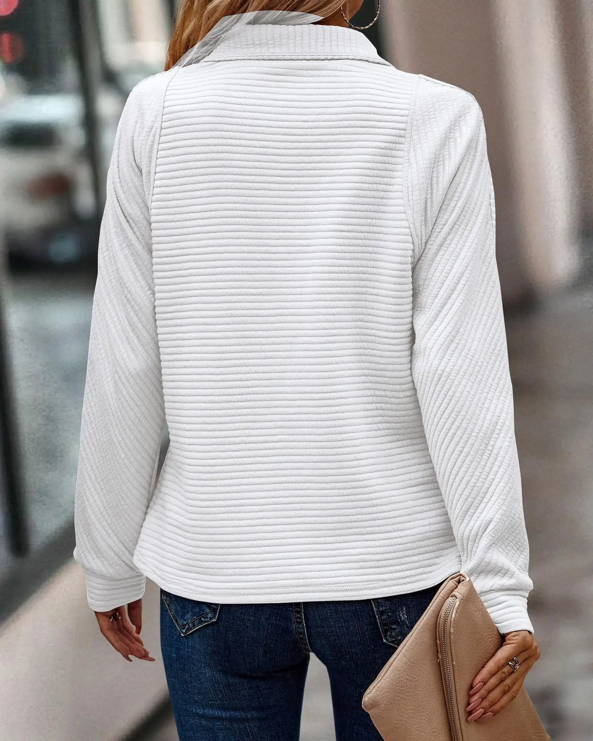 Pull Femme à Col V avec Demi-Fermeture Éclair