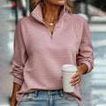 Pull Femme à Col V avec Demi-Fermeture Éclair