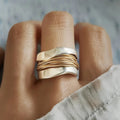 Bague - Élégant Bijou en Argent et Or