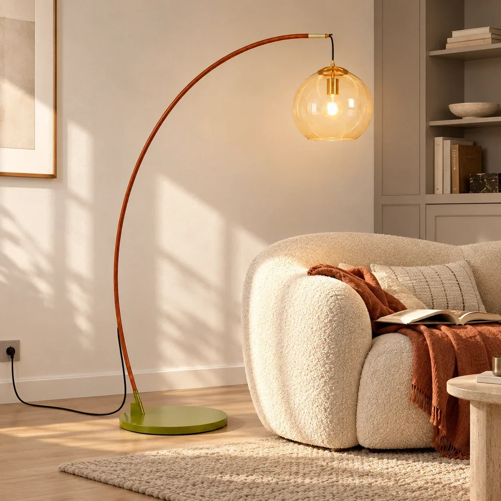 Lampe sur Pied en Verre Moderne – Éclairage de Design Élégant avec Abat-jour en Verre