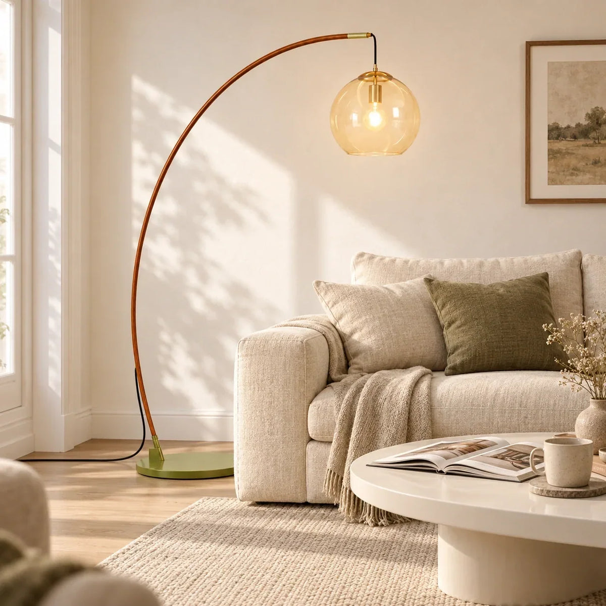 Lampe sur Pied en Verre Moderne – Éclairage de Design Élégant avec Abat-jour en Verre