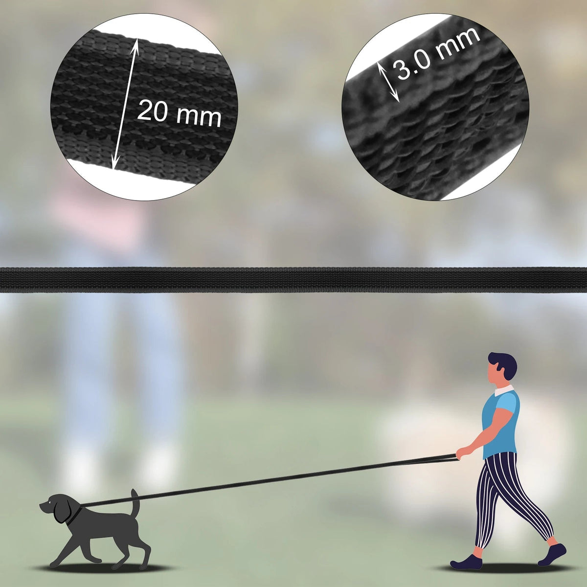 Laisse pour Chien Extra Longue et Imperméable avec Poignée Confortable