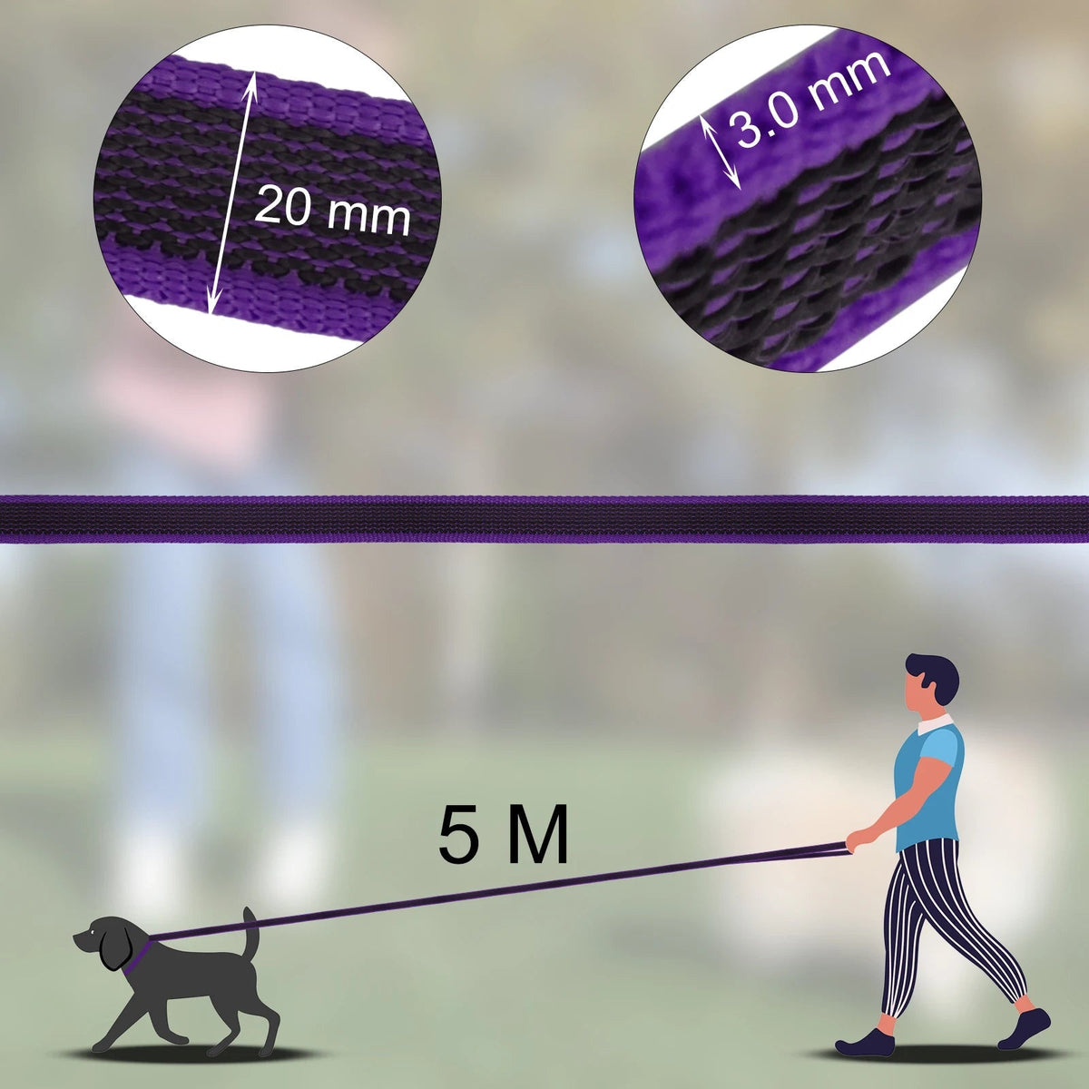 Laisse pour Chien Extra Longue et Imperméable avec Poignée Confortable