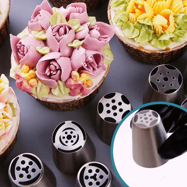 BeautyBake™ Set de Douilles | 14 pièces | Décoration de Gâteaux Professionnelle | Acier Inoxydable & Silicone