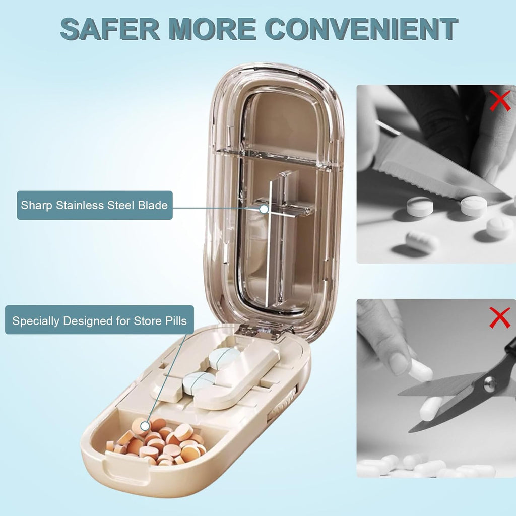 Coupe-pilules portable avec fentes ajustables