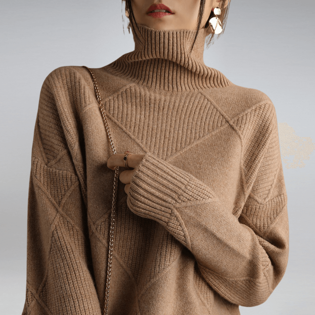 Pull à col roulé pour femmes, coupe décontractée