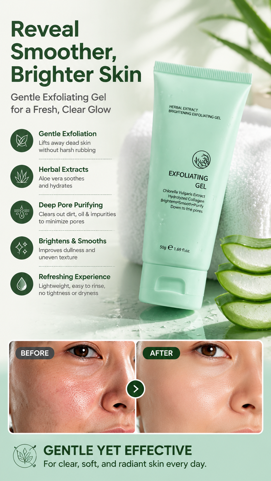 Gel Éclaircissant Herbal BotaniLuxe™ — Déverrouillez une Peau Douce et Radieuse Qui Fait Tourner les Têtes Chaque Jour