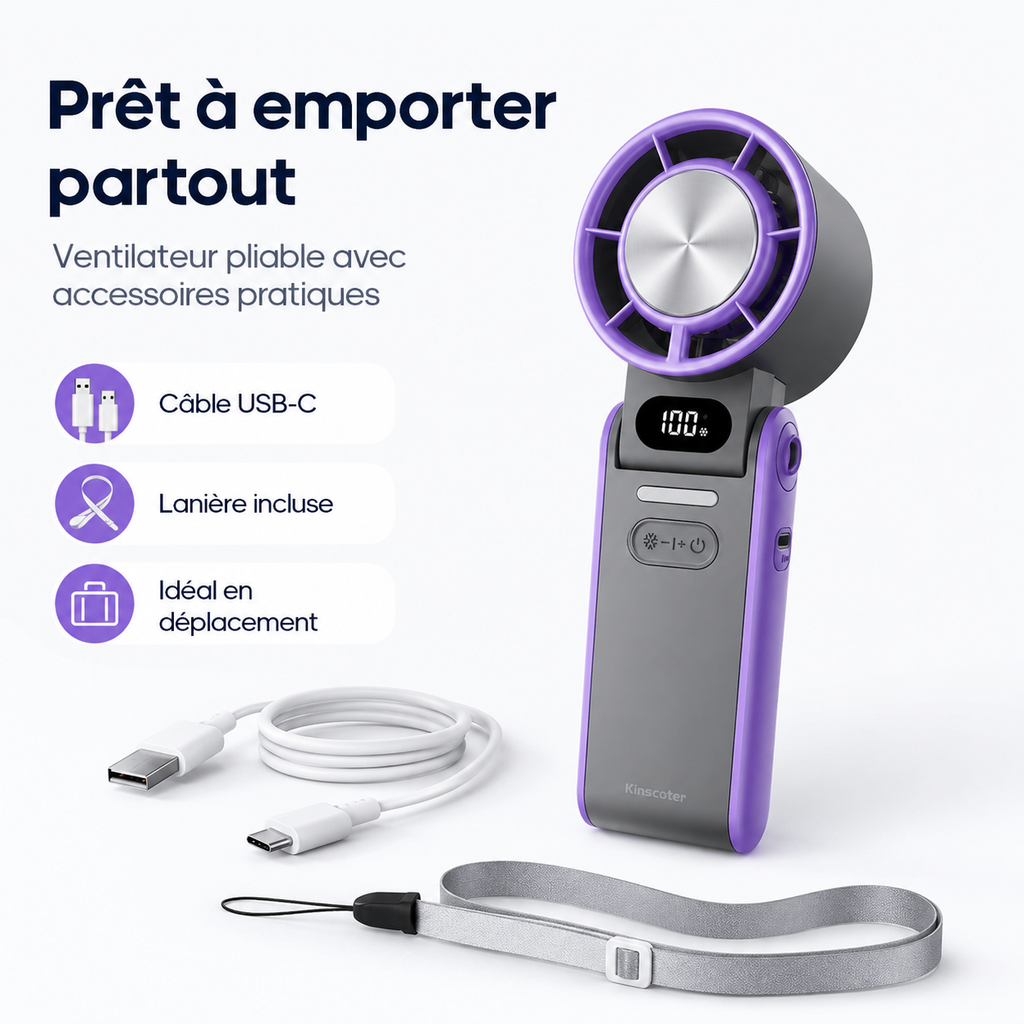 Ventilateur Portable Pliable à Main pour Extérieur