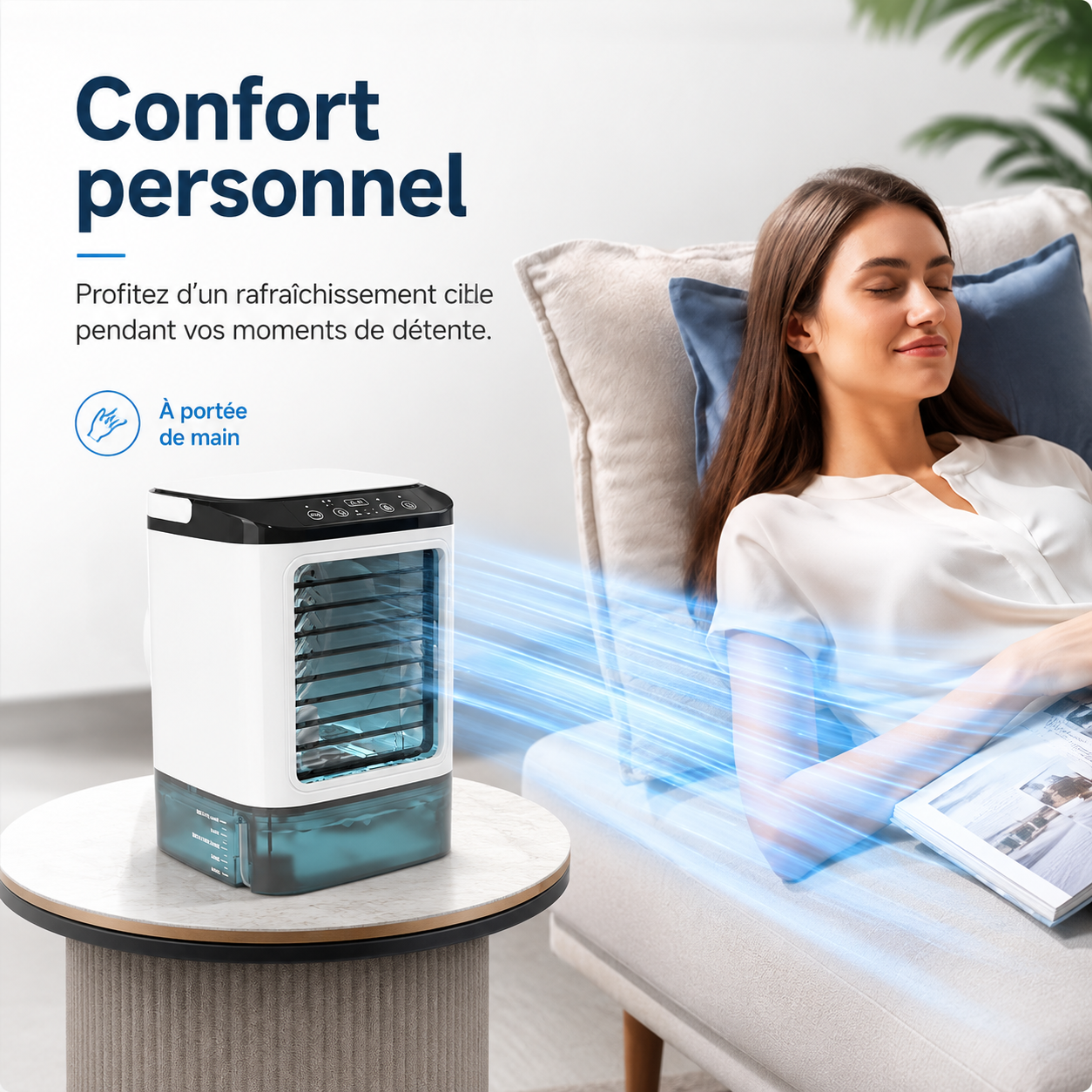 Climatiseur Mini Portable Refroidi par Eau – Alimentation USB avec Grand Réservoir