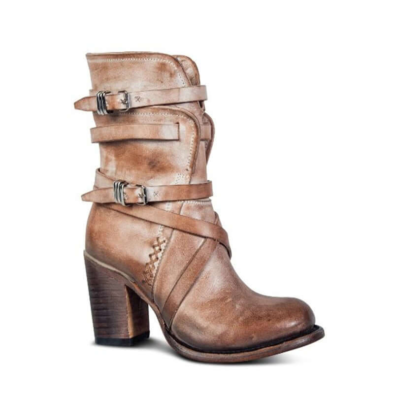 Bottines pour Femmes avec Sangles à Boucle et Talon Bloc