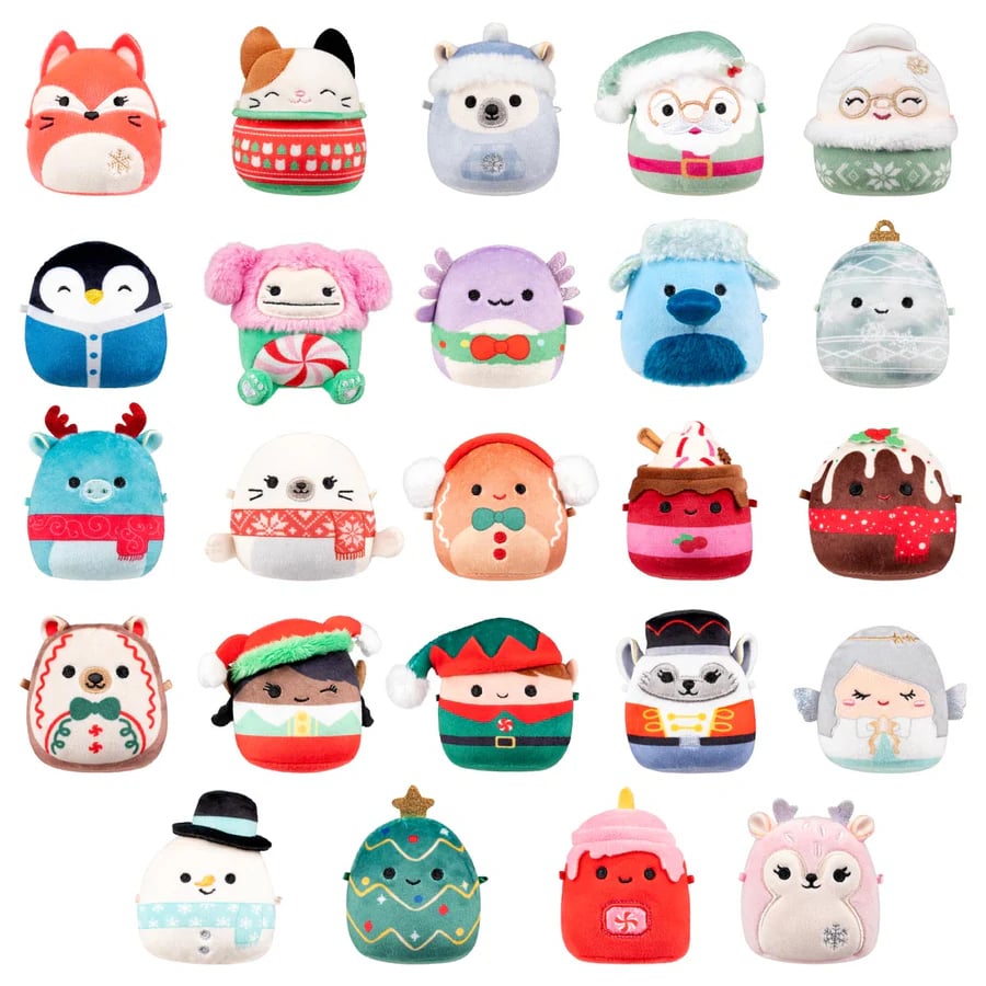 SquishJoy Ensemble Surprise de Vacances | Calendrier de l'Avent festif rempli de Squishmallows câlins !