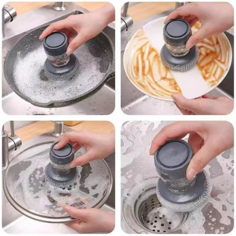 Éponge à Nettoyer avec Distribution de Savon – Outil de Nettoyage de Cuisine Heavy-Duty