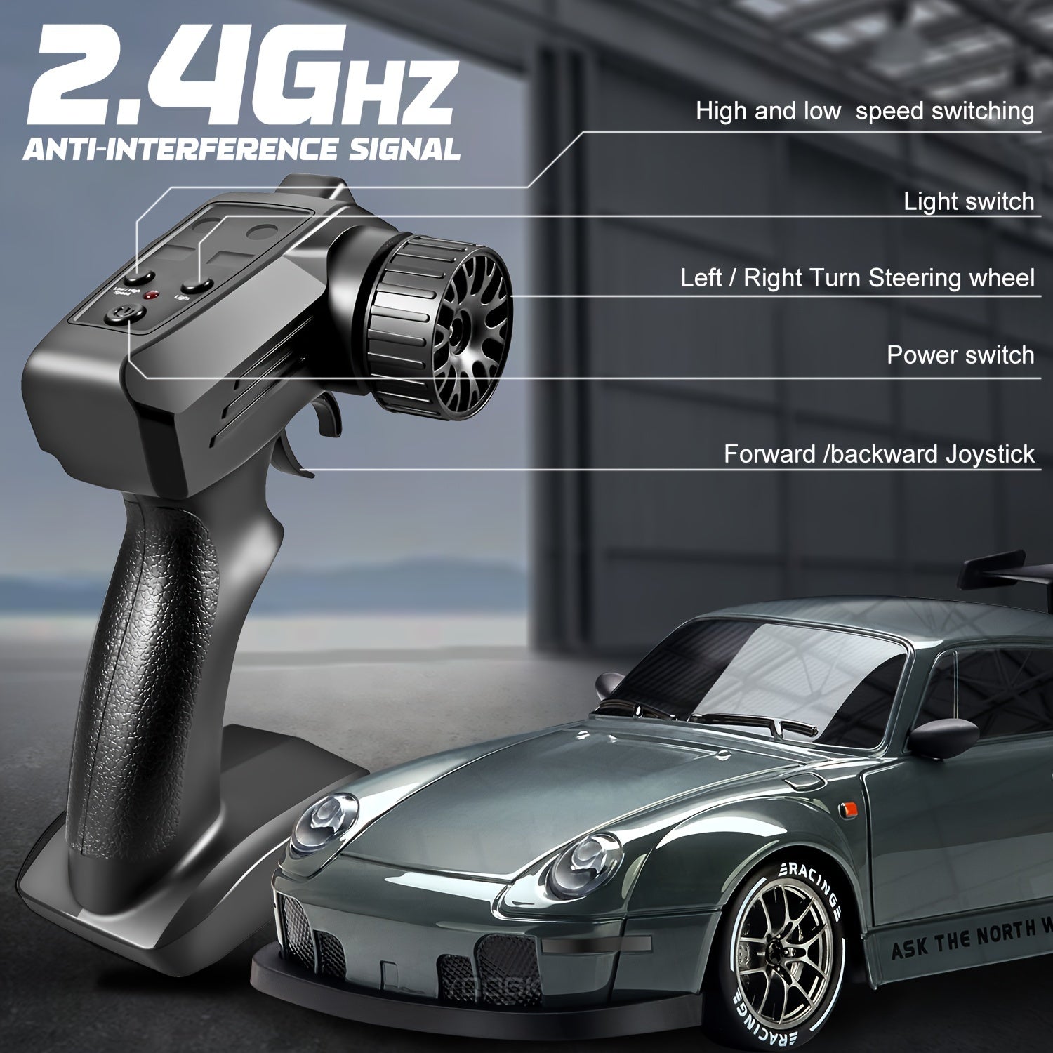 Skanto | Voiture de Drift RC Ultime 1:24 avec Roues LED – Jouet de Course Rechargeable 4WD
