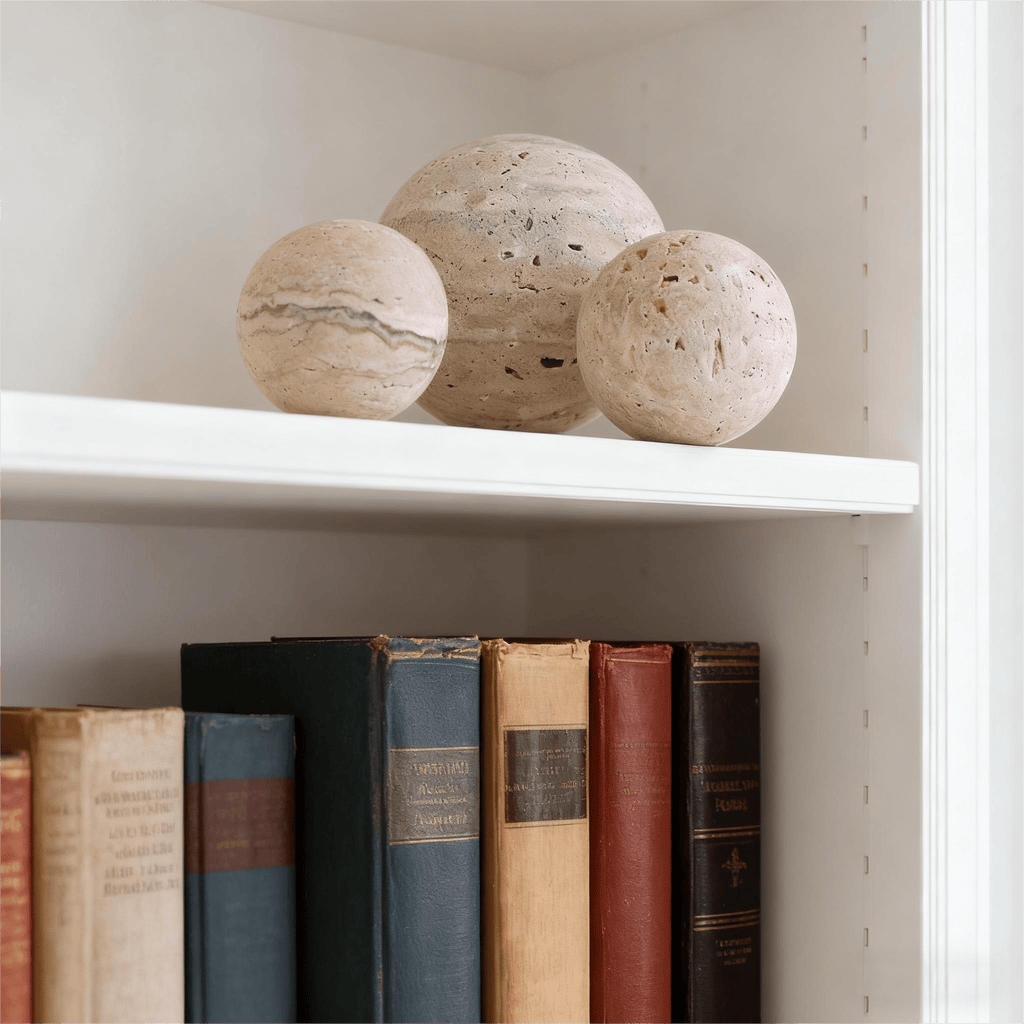 Pièce décorative en marbre travertin sculptée à la main