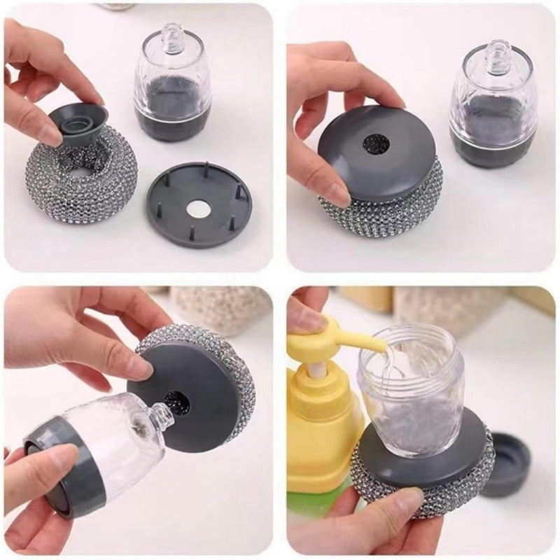 Éponge à Nettoyer avec Distribution de Savon – Outil de Nettoyage de Cuisine Heavy-Duty