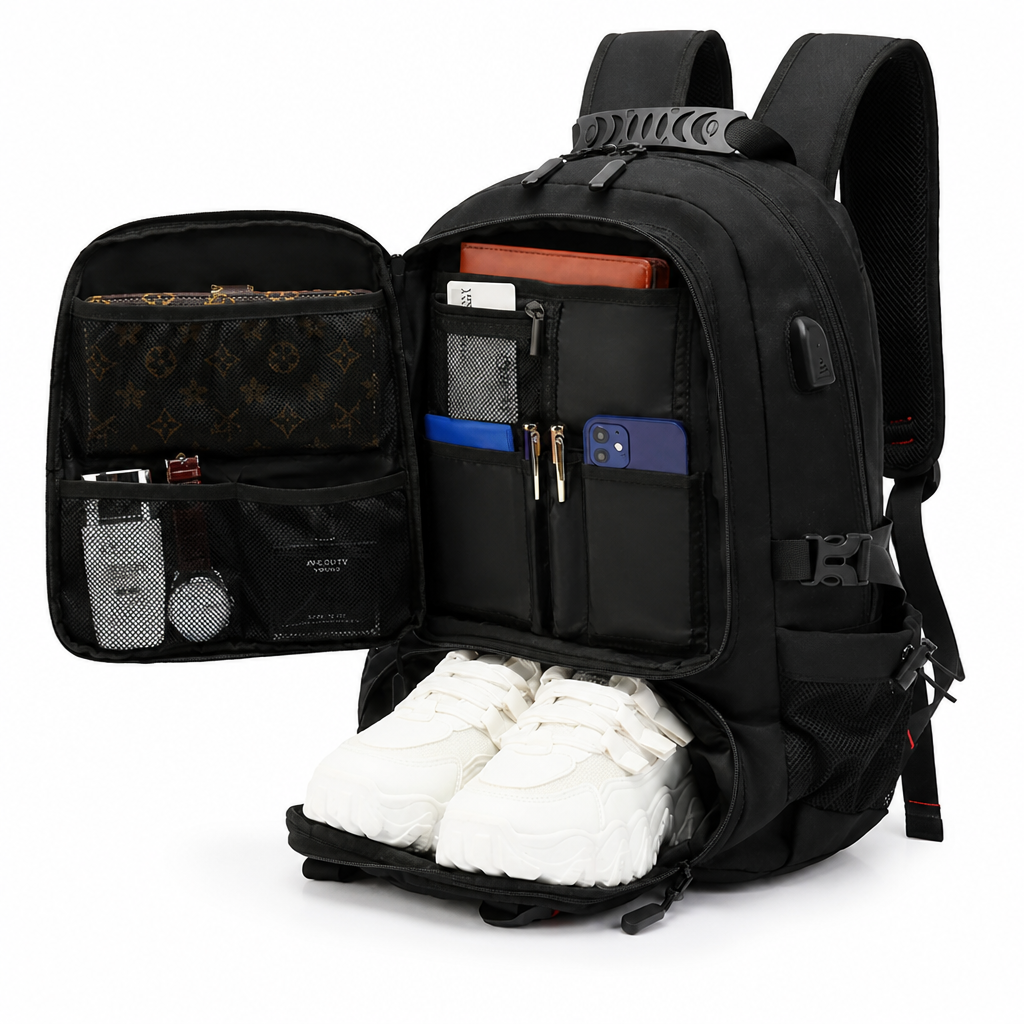 Sac à dos anti-vol USB pour ordinateur portable extensible de 60L