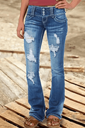 Jeans Bootcut Taille Haute Déchirés pour Femmes