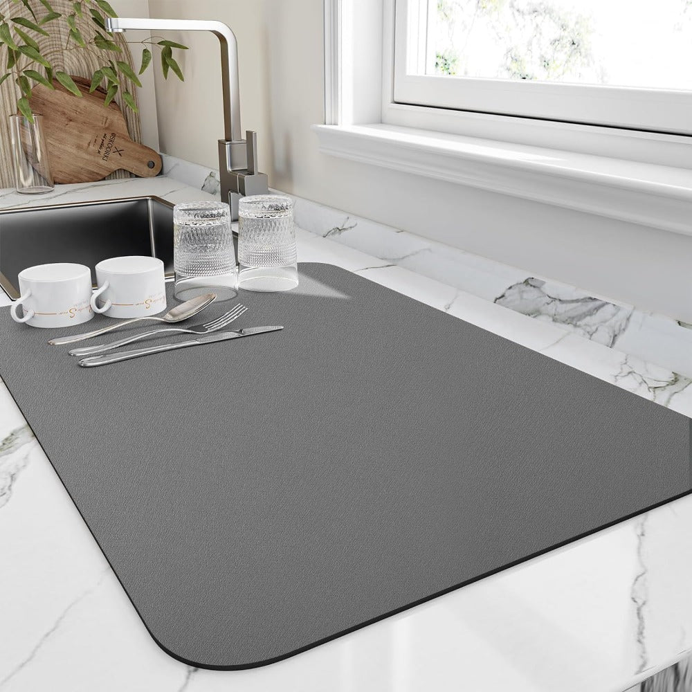 Tapis de Drainage de Cuisine à Séchage Rapide pour Plans de Travail et Éviers