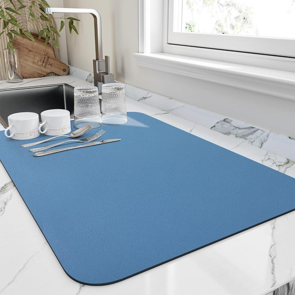 Tapis de Drainage de Cuisine à Séchage Rapide pour Plans de Travail et Éviers