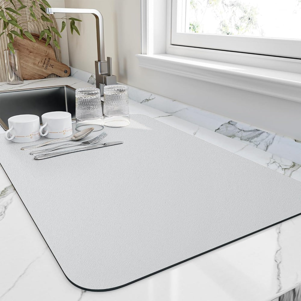 Tapis de Drainage de Cuisine à Séchage Rapide pour Plans de Travail et Éviers