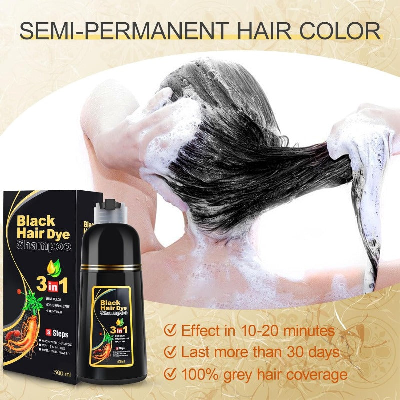 Shampooing Teinture Noire Instantané 3-en-1