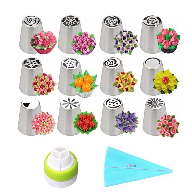 BeautyBake™ Set de Douilles | 14 pièces | Décoration de Gâteaux Professionnelle | Acier Inoxydable & Silicone