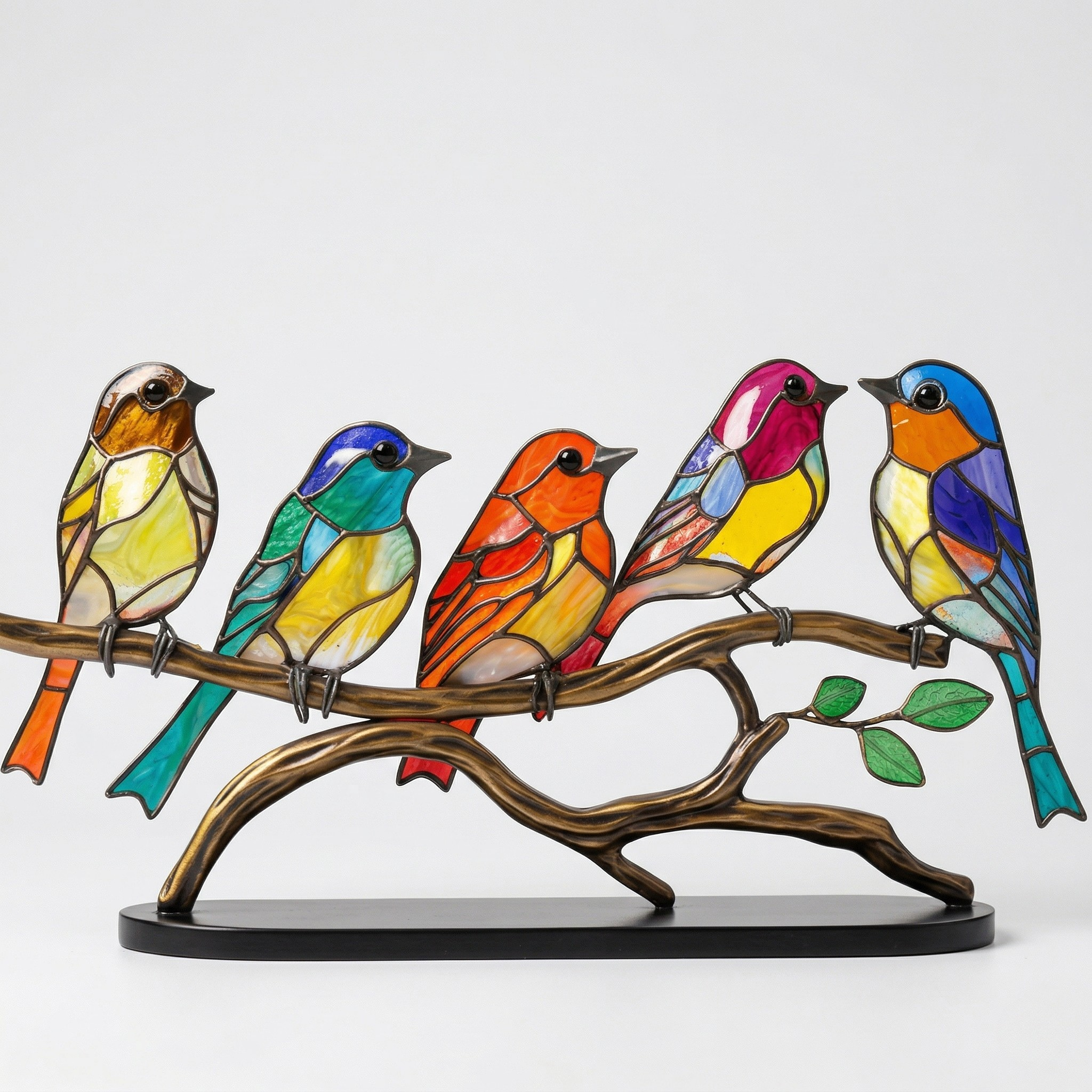 Décoration de Fenêtre avec Oiseaux Colorés Style Artistique pour la Maison