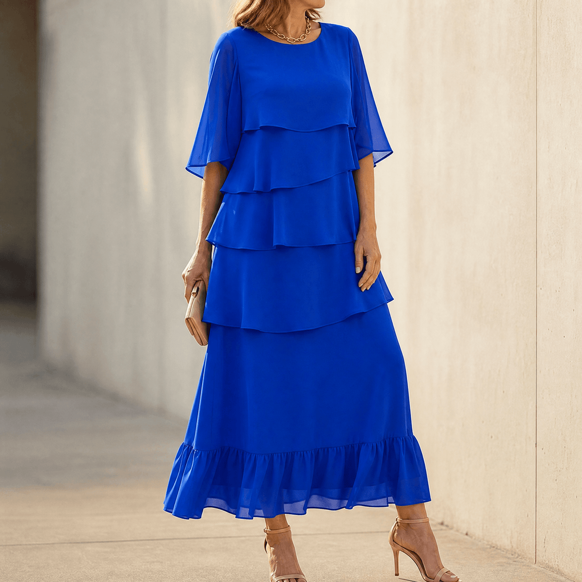 Florelle – Robe midi à volants superposés pour femmes