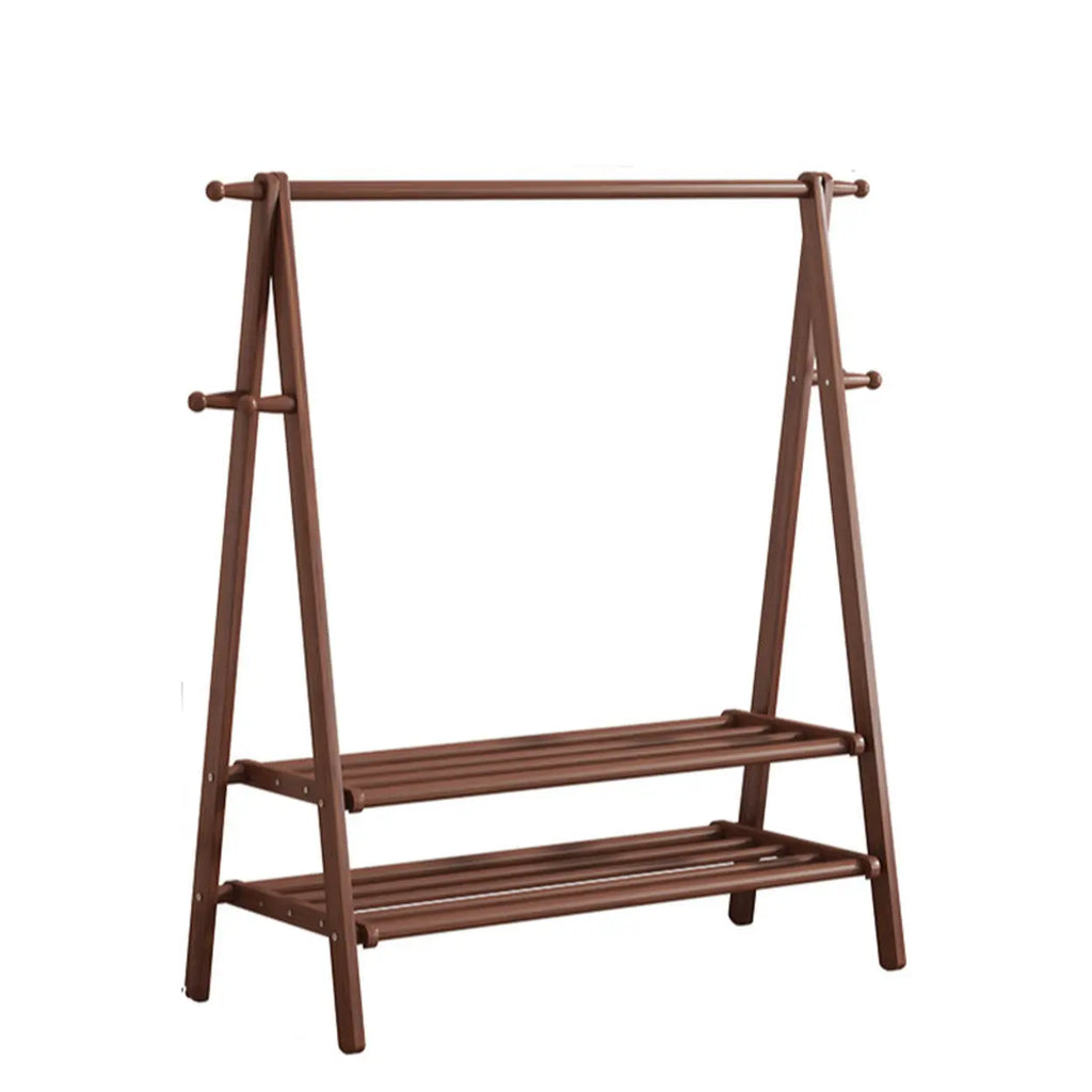 Cintre en Hêtre Pliable en Forme de A avec Crochets et Étagère 150cm Hall Chambre Naturel | Sansoti