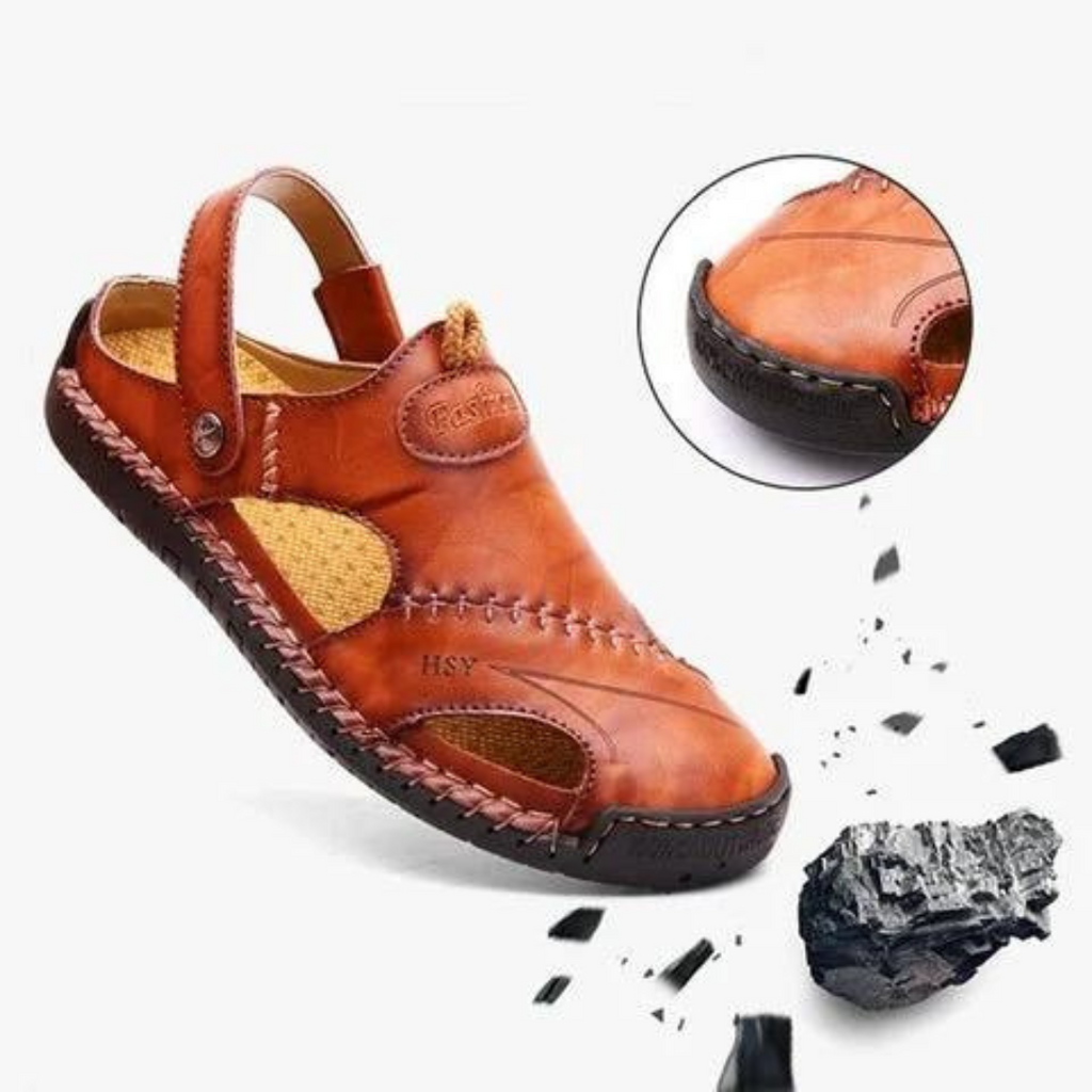 Happy™ Sandales en Cuir : Sandales Extérieures Respirantes en Cuir Doux pour Hommes