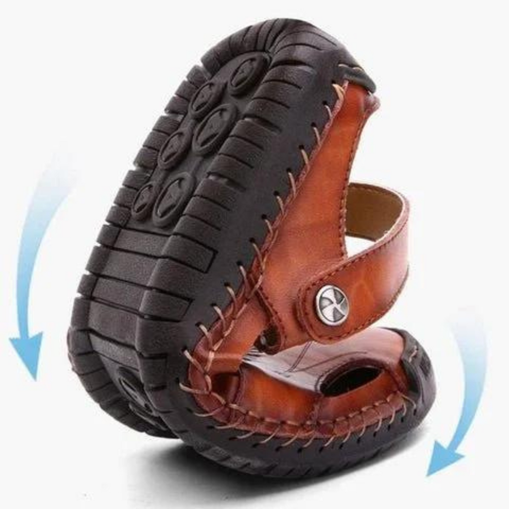 Happy™ Sandales en Cuir : Sandales Extérieures Respirantes en Cuir Doux pour Hommes