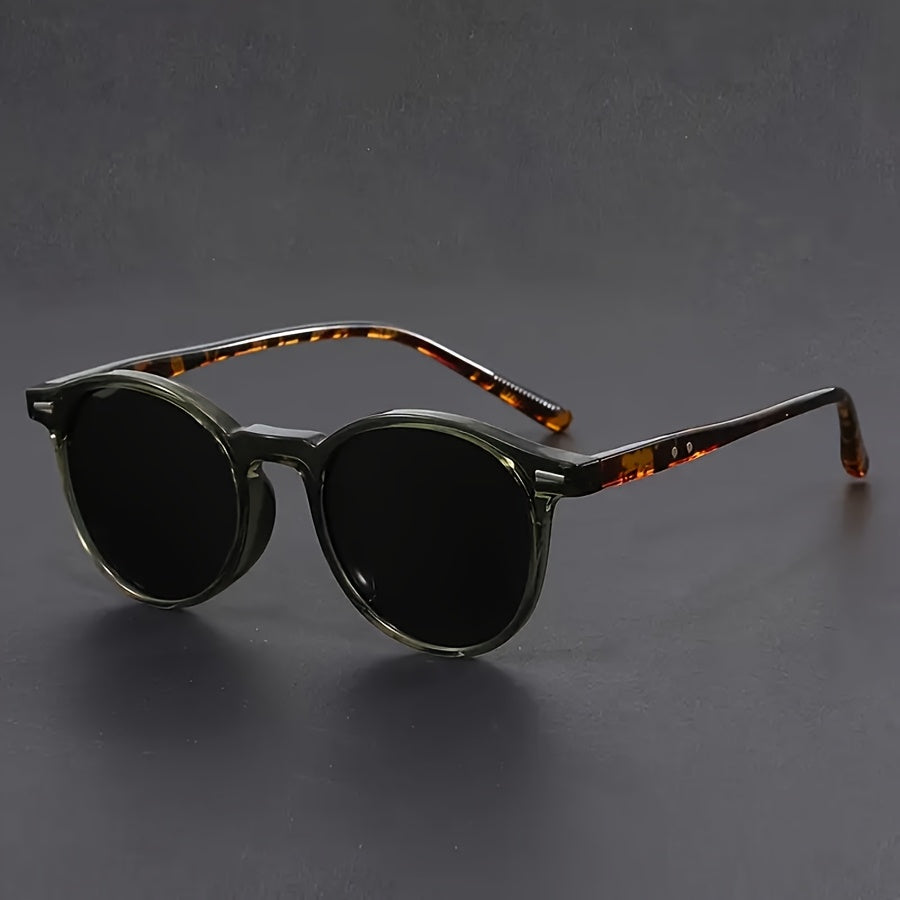 Lunettes de soleil pour hommes RetroView – Lunettes rondes en écaille de tortue avec monture légère