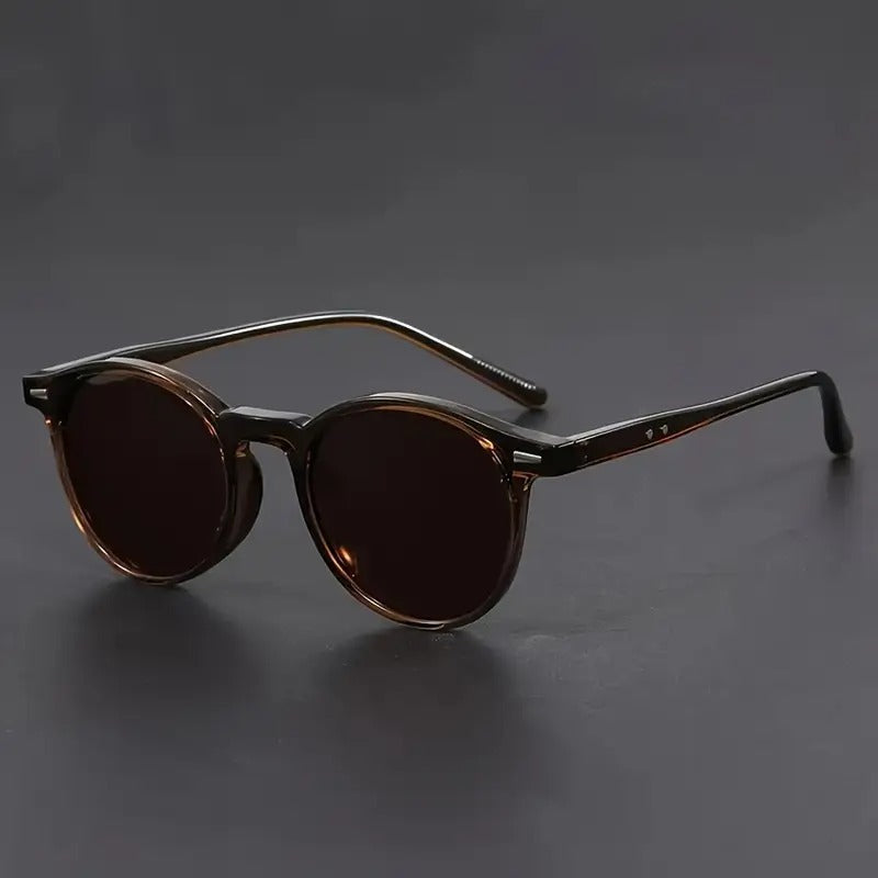 Lunettes de soleil pour hommes RetroView – Lunettes rondes en écaille de tortue avec monture légère