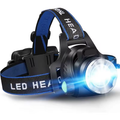 Lampe frontale LED étanche et puissante avec zoom et batterie rechargeable pour les activités de plein air