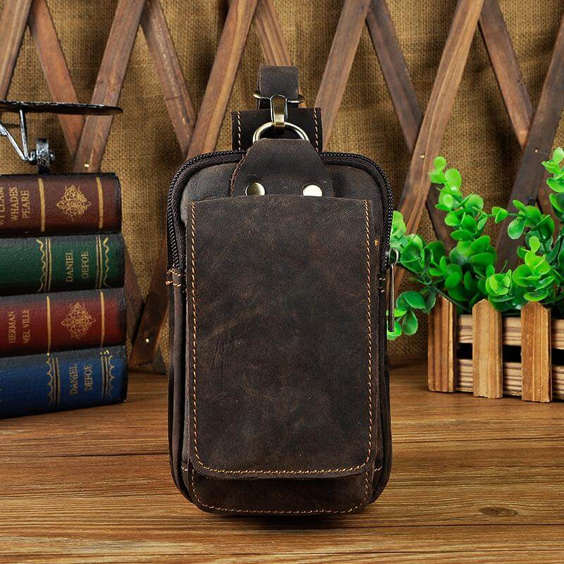 Sac de taille en cuir véritable pour hommes - Transport quotidien sans les mains