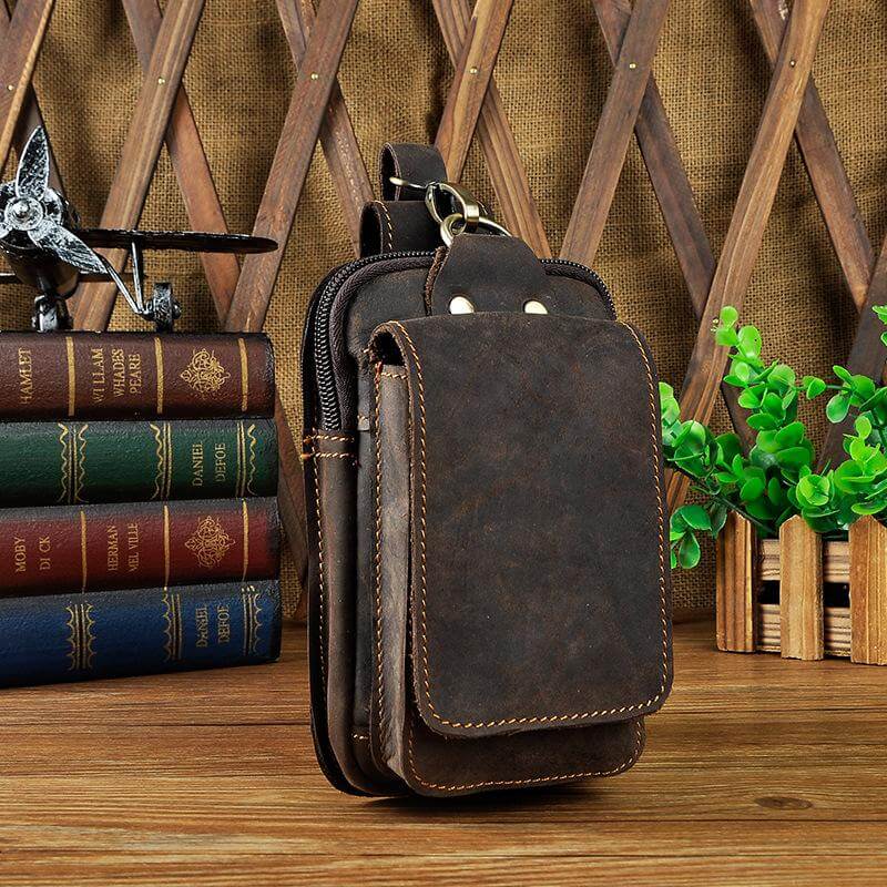 Sac de taille en cuir véritable pour hommes - Transport quotidien sans les mains