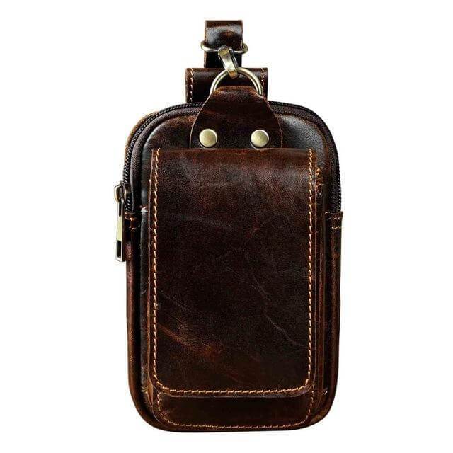 Sac de taille en cuir véritable pour hommes - Transport quotidien sans les mains