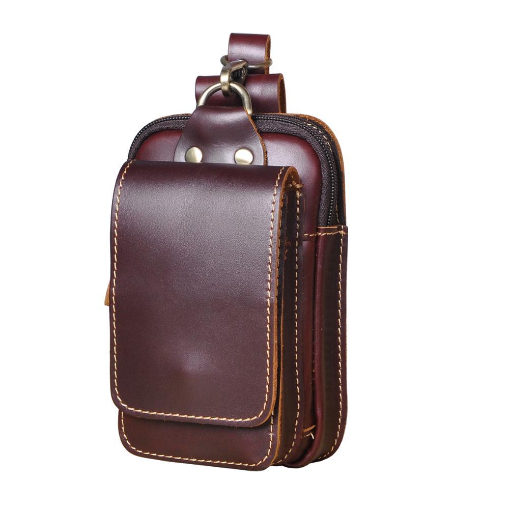 Sac de taille en cuir véritable pour hommes - Transport quotidien sans les mains