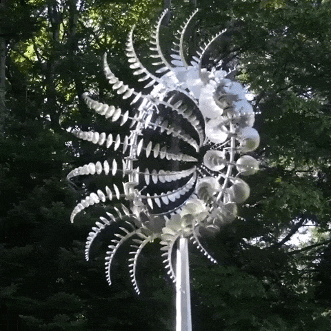 Moulin à vent de jardin en métal 36 cm | Mobile décoratif résistant aux intempéries | Sculpture de jardin décorative