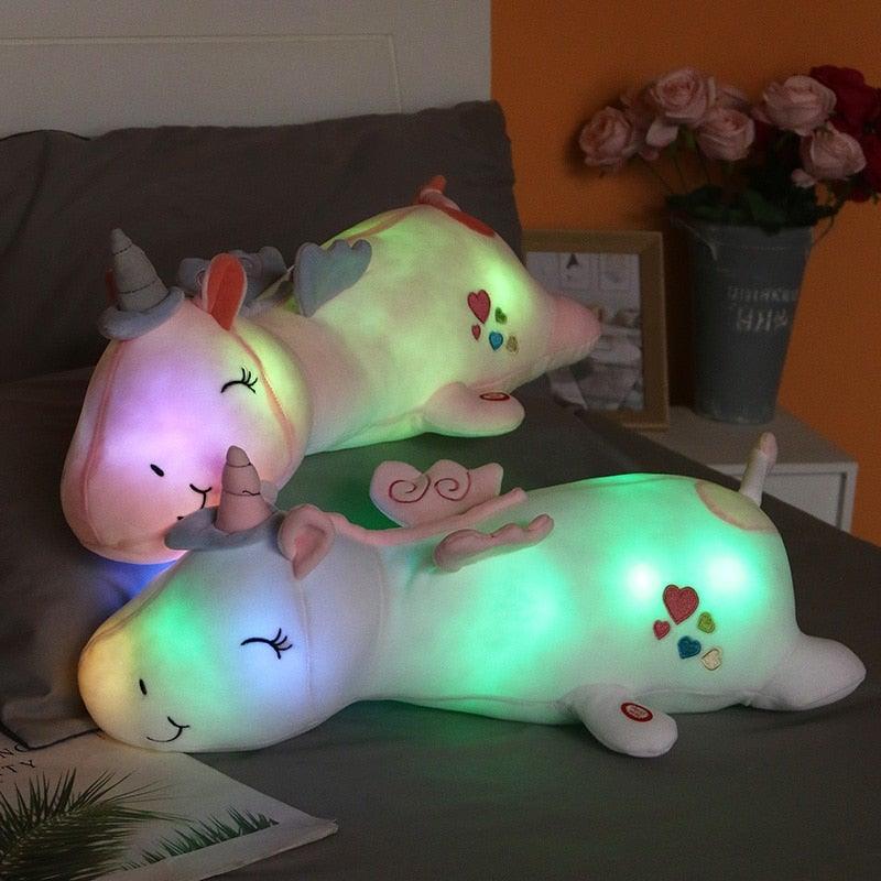 Lunacorn Licorne Lumineuse | Ami en Peluche Douillet | LEDs Arc-en-Ciel | Cadeau Parfait pour Enfants
