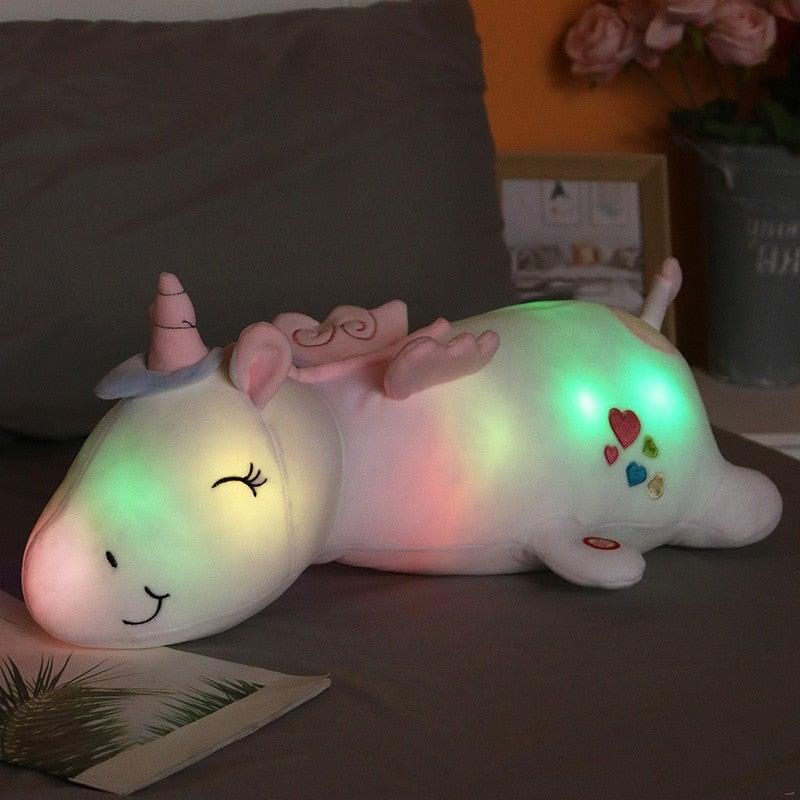 Lunacorn Licorne Lumineuse | Ami en Peluche Douillet | LEDs Arc-en-Ciel | Cadeau Parfait pour Enfants